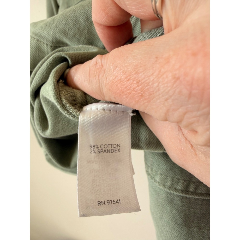 JJill Denim Womens Medium Sage Green Cotton Chore Coat Longline Utility Jacket - Picture 7 of 7